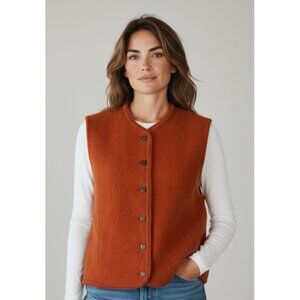 Vintage Tally Ho Ladies Button Up Wool Vest Size XL Rust 80’s